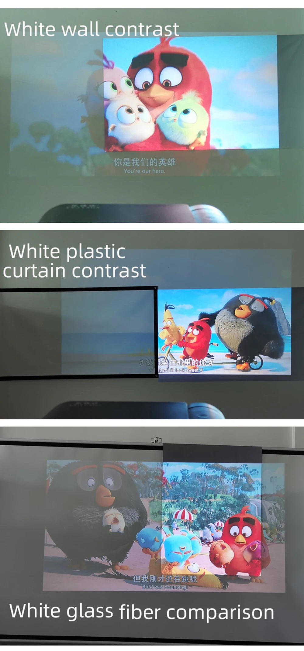 MIXITO Outdoor Anti-light 16:9 Ratio Portable Foldable Dual Bracket Style Projector Screen 84-120 "Home 3D HD Projection Curtain