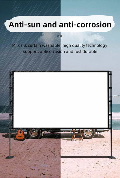 MIXITO Outdoor Anti-light 16:9 Ratio Portable Foldable Dual Bracket Style Projector Screen 84-120 "Home 3D HD Projection Curtain