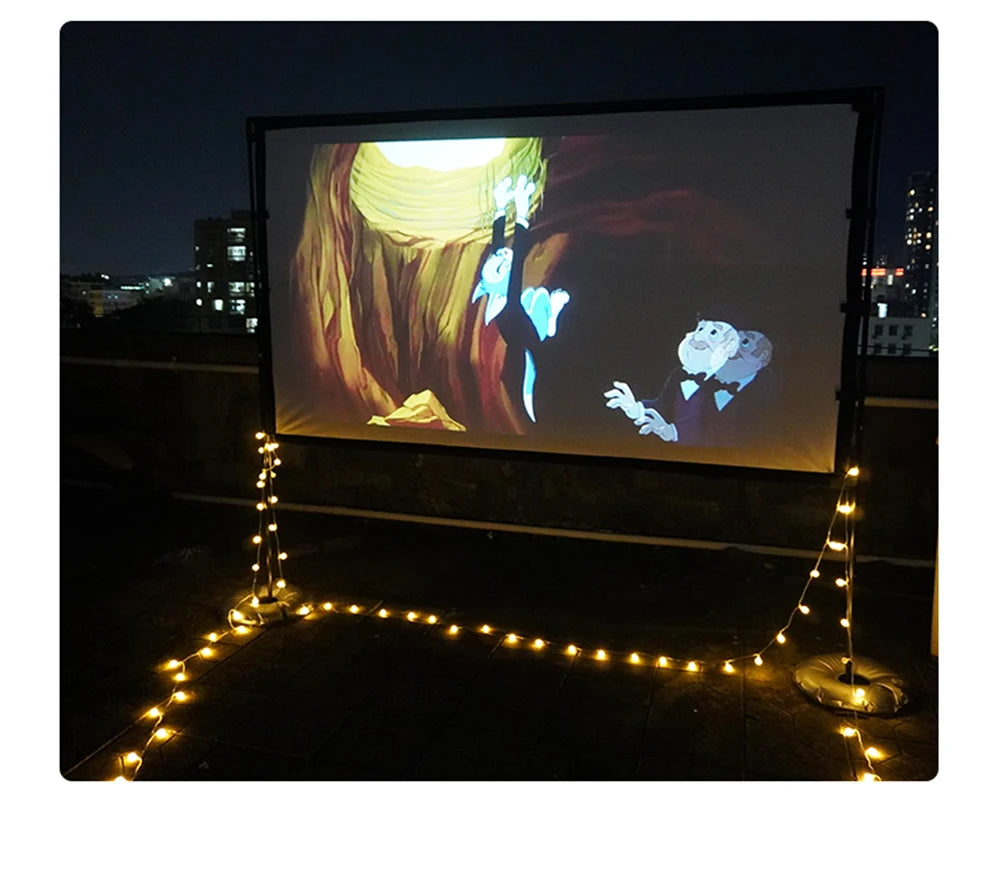 MIXITO Outdoor Anti-light 16:9 Ratio Portable Foldable Dual Bracket Style Projector Screen 84-120 "Home 3D HD Projection Curtain