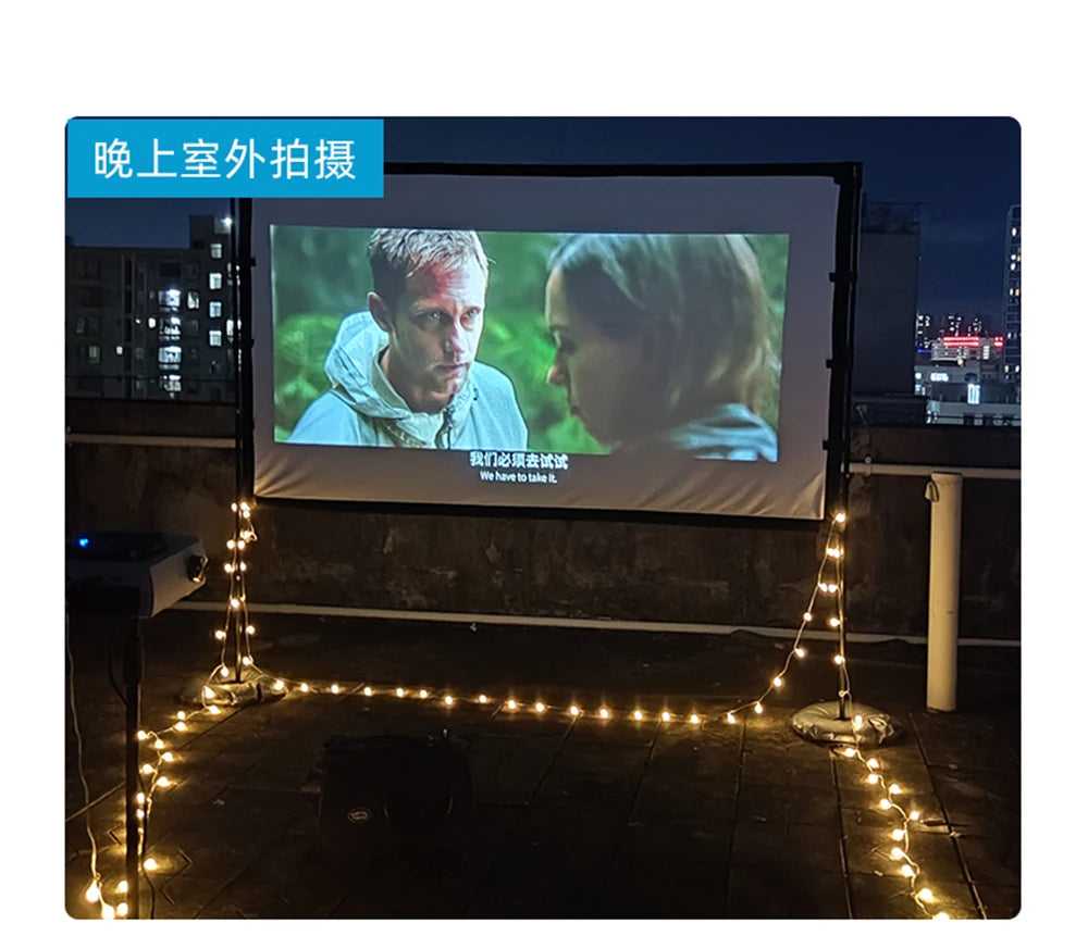MIXITO Outdoor Anti-light 16:9 Ratio Portable Foldable Dual Bracket Style Projector Screen 84-120 "Home 3D HD Projection Curtain