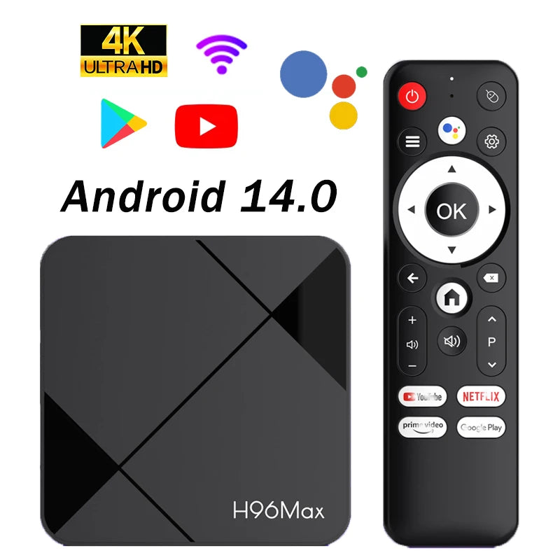 Set Top Box TV H96 MAX Android 14.0 RK3518 4K Wifi6 BT5.4 Voice Remote Assistant Android Smart TV Box New