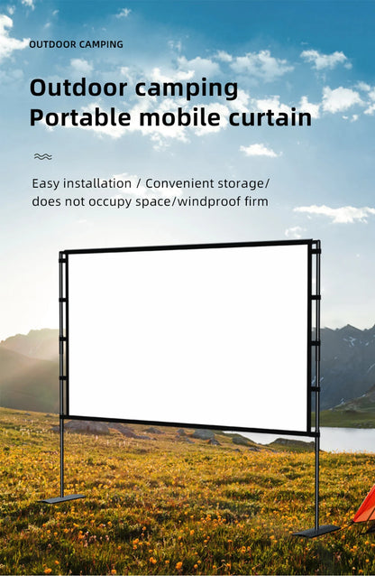 MIXITO Outdoor Anti-light 16:9 Ratio Portable Foldable Dual Bracket Style Projector Screen 84-120 "Home 3D HD Projection Curtain