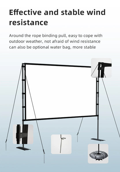 MIXITO Outdoor Anti-light 16:9 Ratio Portable Foldable Dual Bracket Style Projector Screen 84-120 "Home 3D HD Projection Curtain